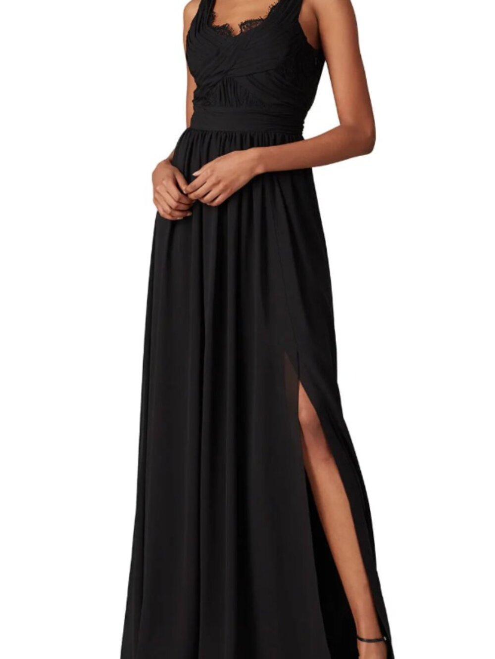 Lovey by Theia Black Lace Gown $495 Size 8 Formal Evening Dress Side Slit